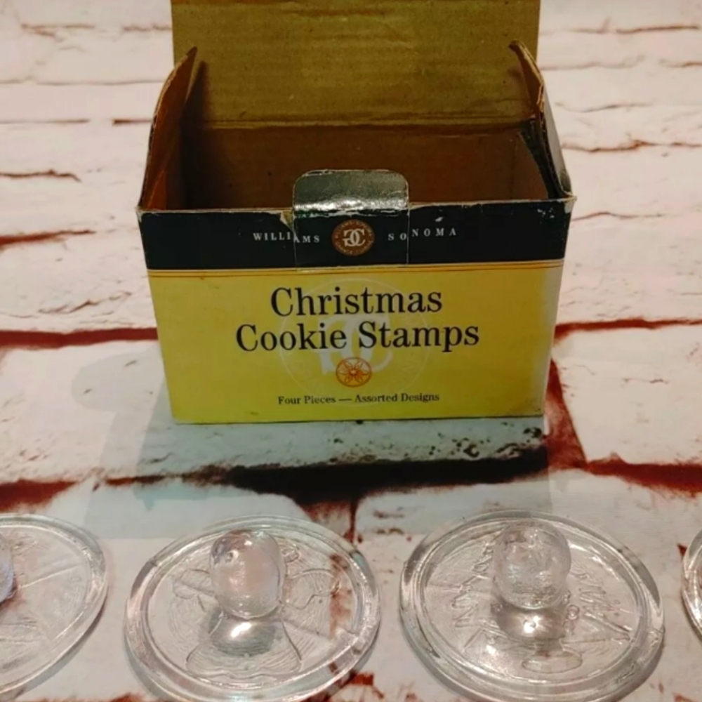 Vintage WilliamsSonoma Glass Holiday Cookie Stamps